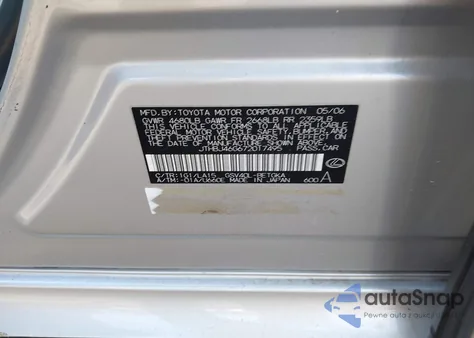 2007 Lexus Es 350 from USA, damaged, VIN JTHBJ46G672017495